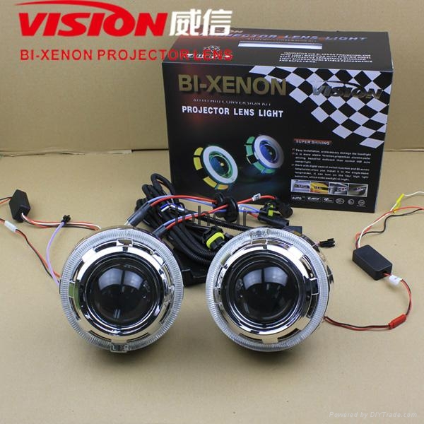 Q5H4雙氙氣透鏡3.0寸透鏡LED光導天使眼汽車配件 2