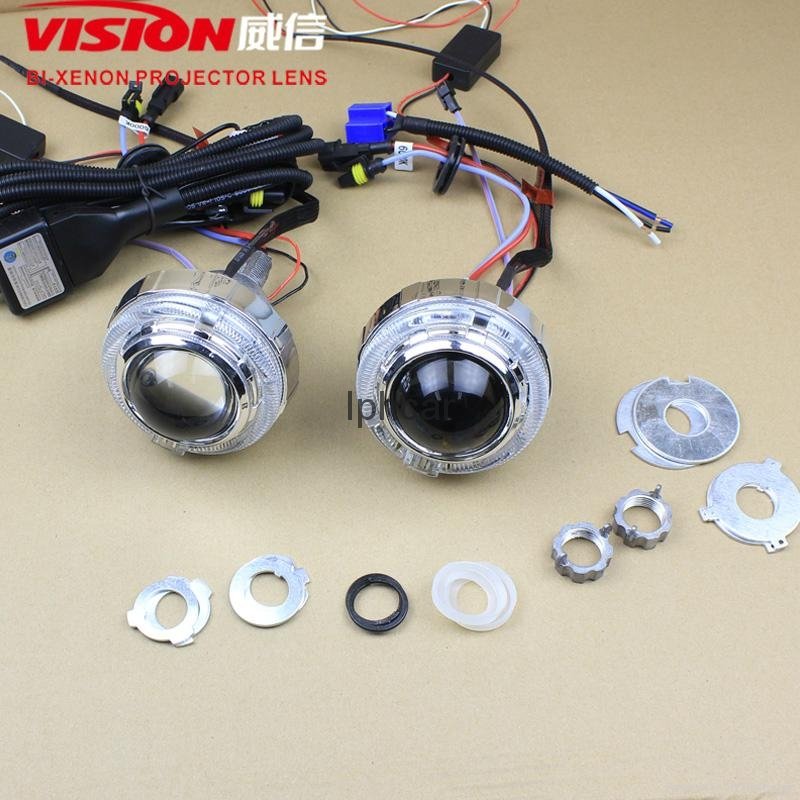 HOT sale Chinese xenon projector lens 7 colors led DRLwith led angel eyes 5