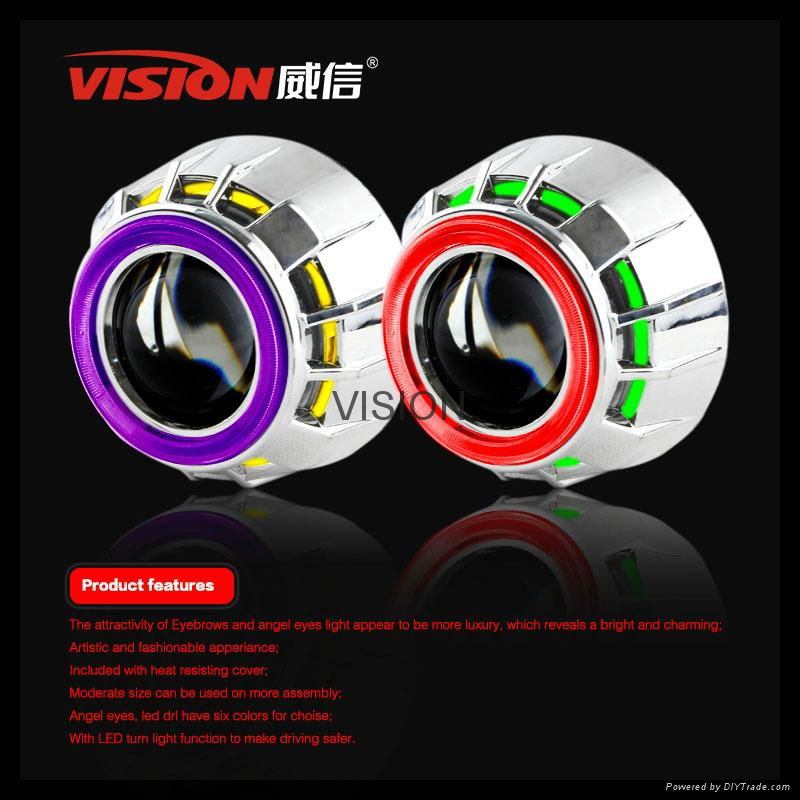 Vision Super bright bi- Xenon bulb CCFL  Dual Angel Eyes Projector Lens kits 