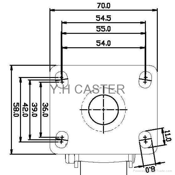 CASTER PLATE SIZE 58X70mm