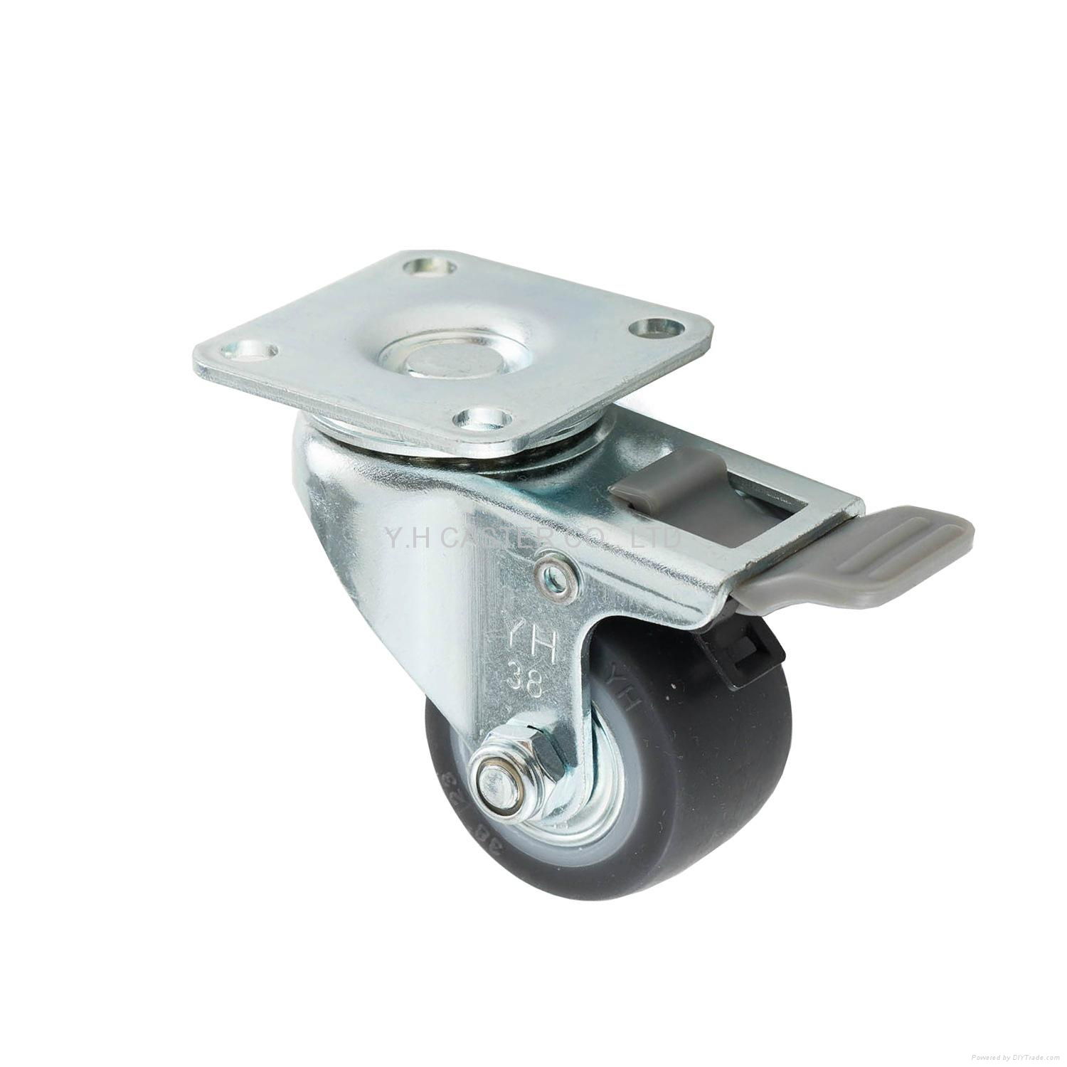 23 Series 3823 High Elastic TPR Caster (Plate with Brake) 3