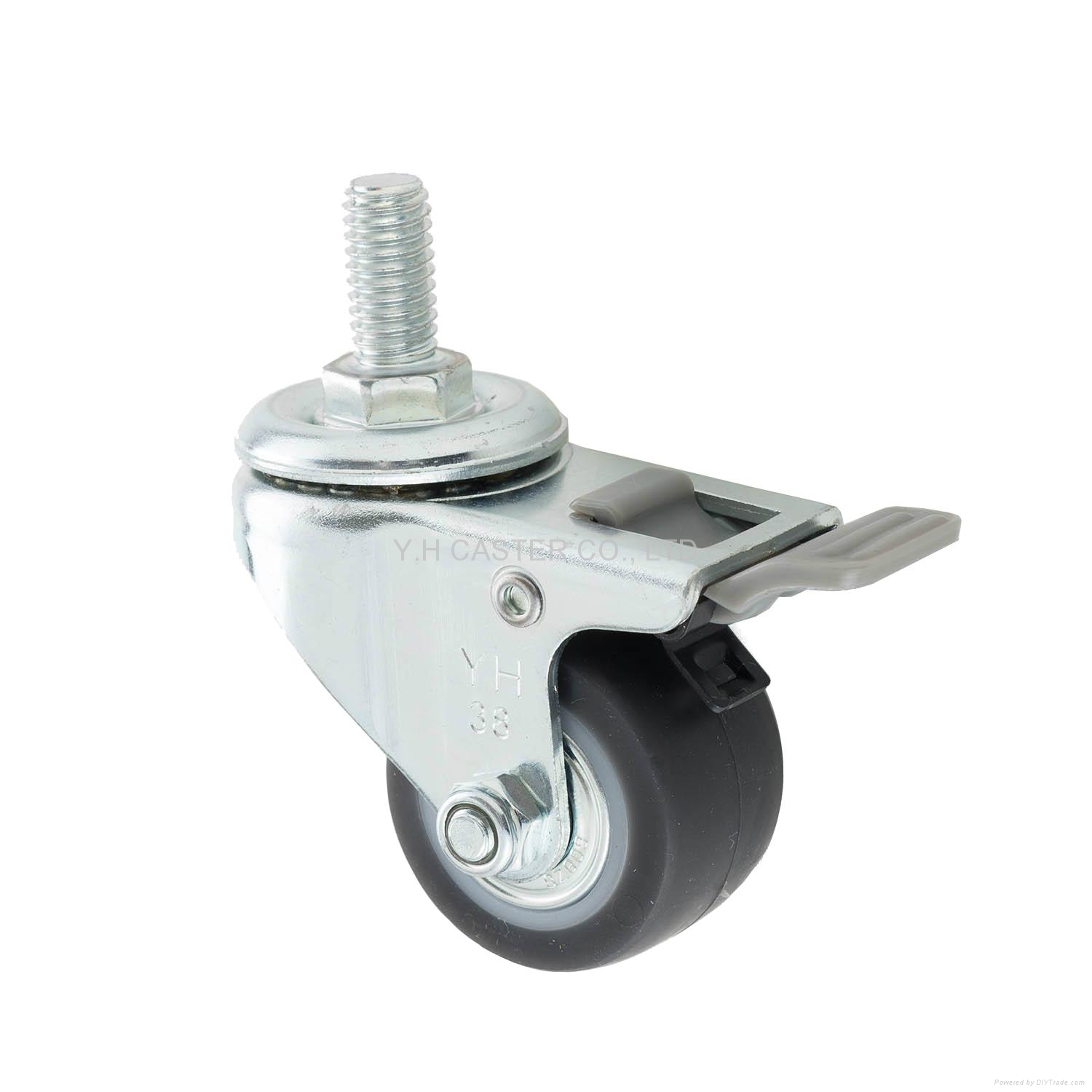 23 Series 3823 High Elastic TPR Caster (Threaded Stem with Brake) 3