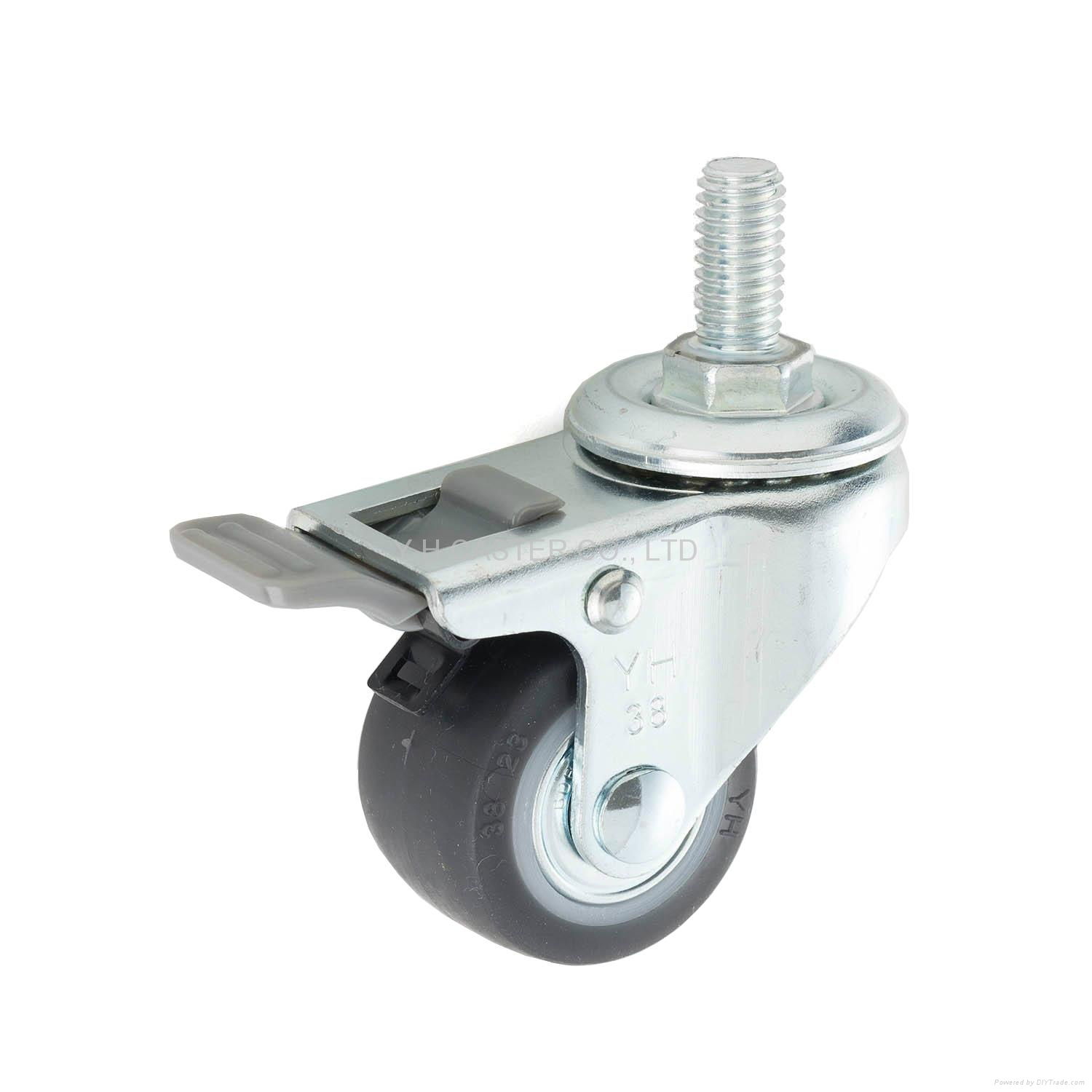 23 Series 3823 High Elastic TPR Caster (Threaded Stem with Brake)