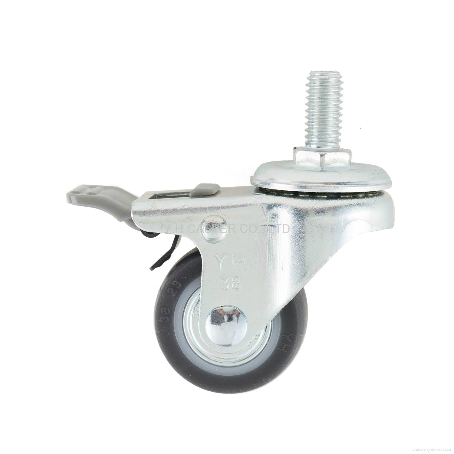 23 Series 3823 High Elastic TPR Caster (Threaded Stem with Brake) 2