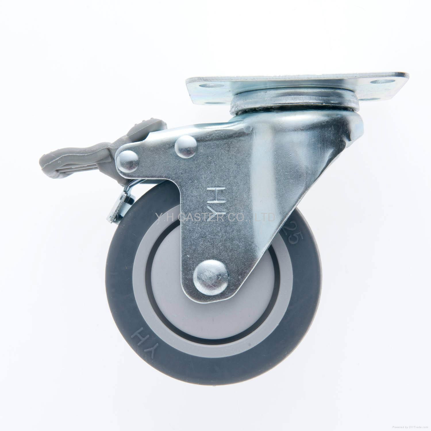 25 Series 3x1 TPR Caster (Grey) (Plate w/o Brake) 5