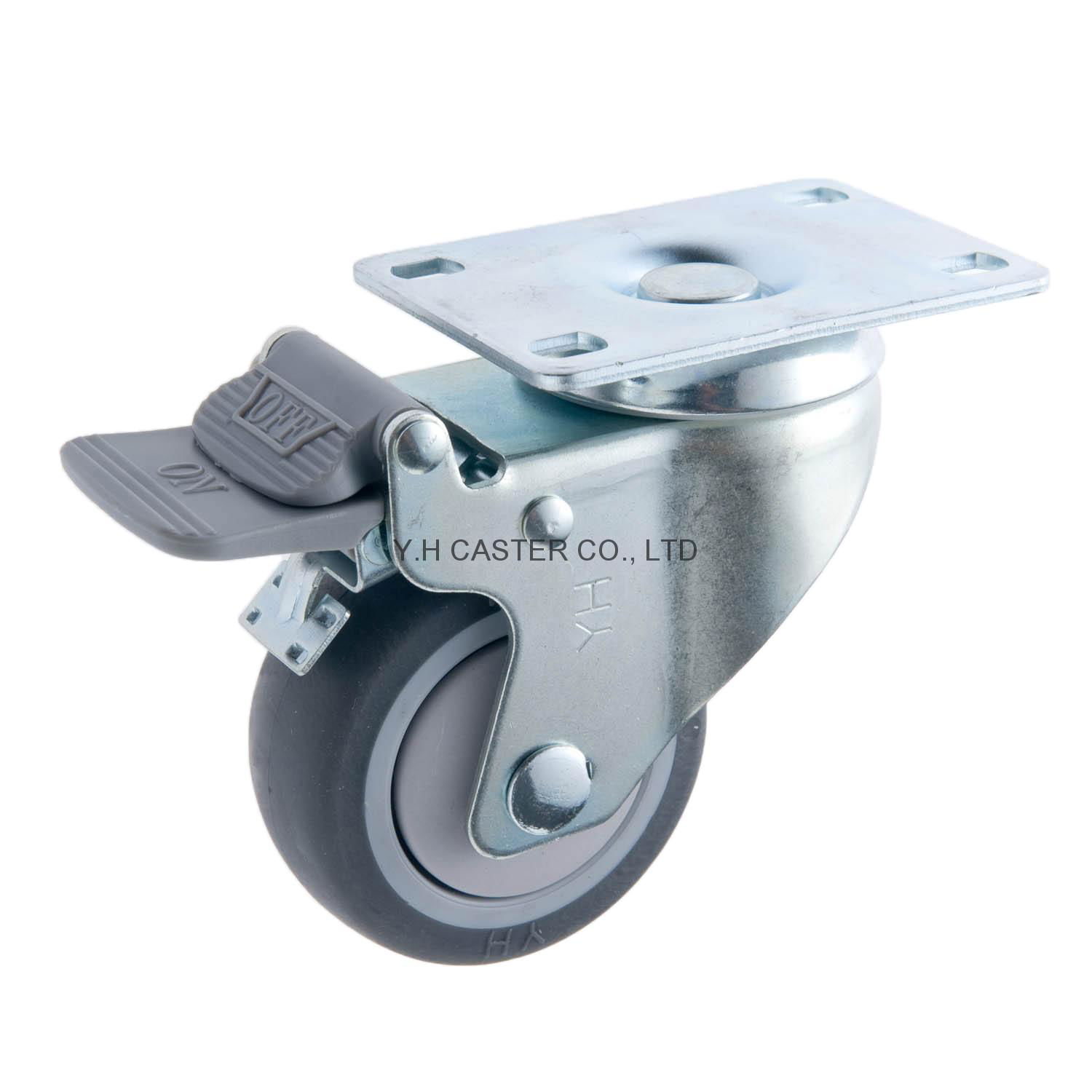 31 Series 314 High Elastic TPR Caster (Plate with Brake)