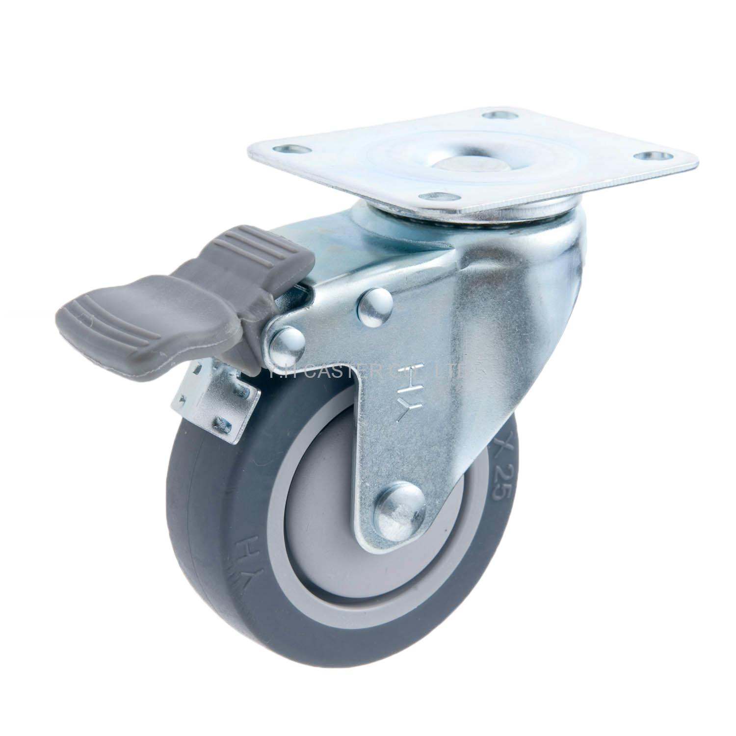 25 Series 3x1 TPR Caster (Grey) (Plate w/o Brake) 4