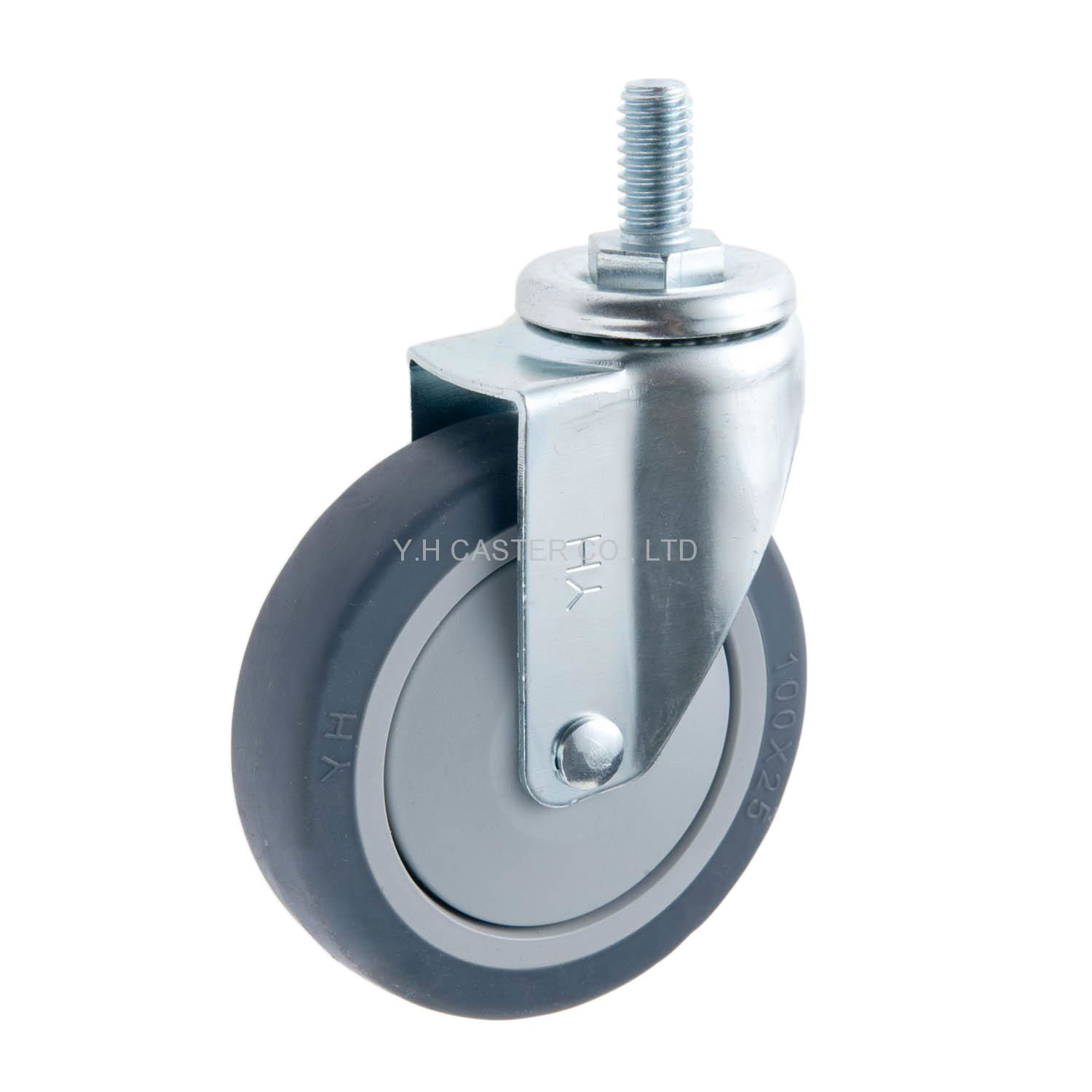 25 Series 4x1 TPR Caster (Swivel Threaded Stem)