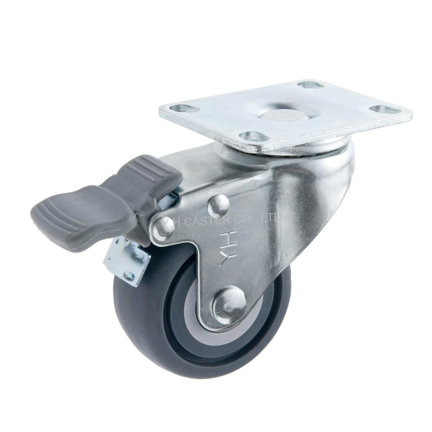 25 Series 2.5" TPR Caster (Plate with Brake)