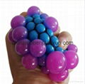 TPR stress ball, water bouncing ball with fabric, custom grape mesh squishy ball 11