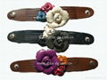 leather flower wristband, wrist strap,