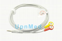 Holter earphone type 2 lead ECG cable 