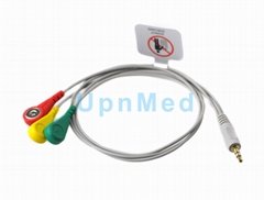 Earphone ECG cable with 3 lead wires