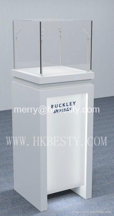 Free stand white glossy finish  jewellery display showcase tower 