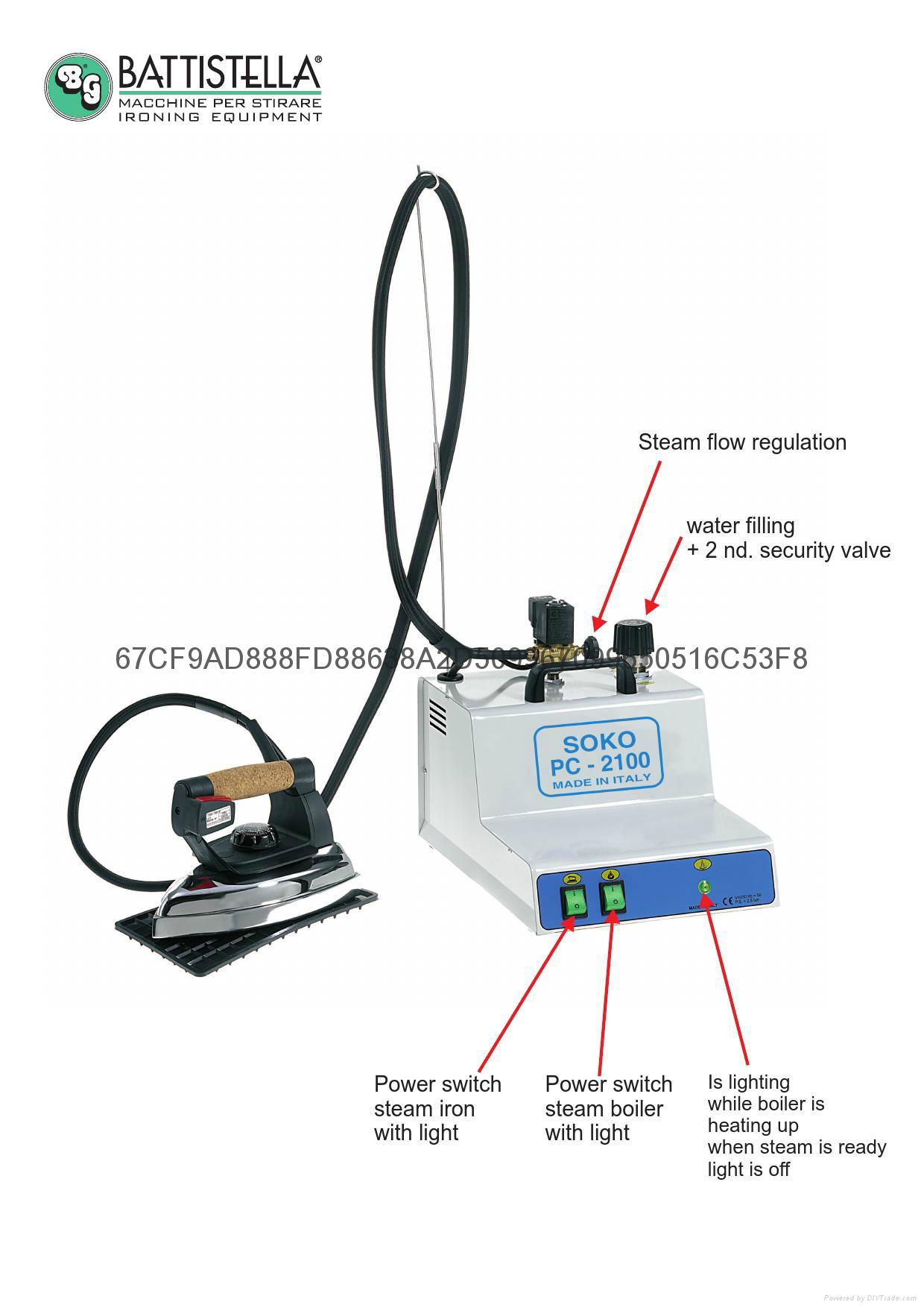 Italy PC-2100 Table model Steam Generator w/Iron 4