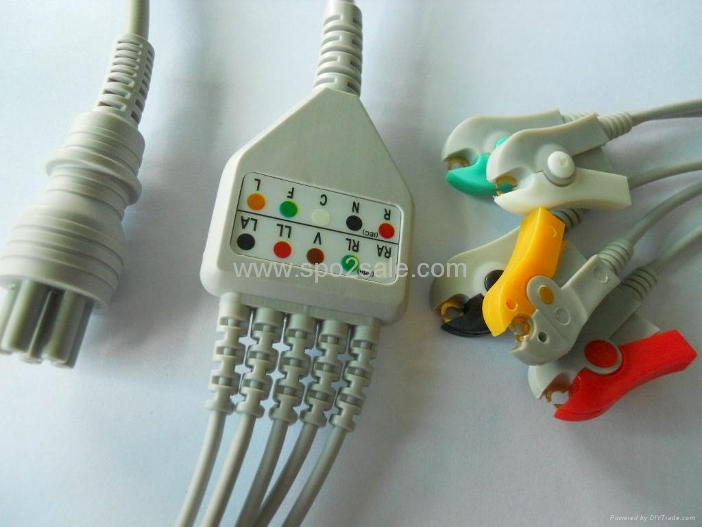 One Piece ECG Cables Colin BP88S,IEC With clip