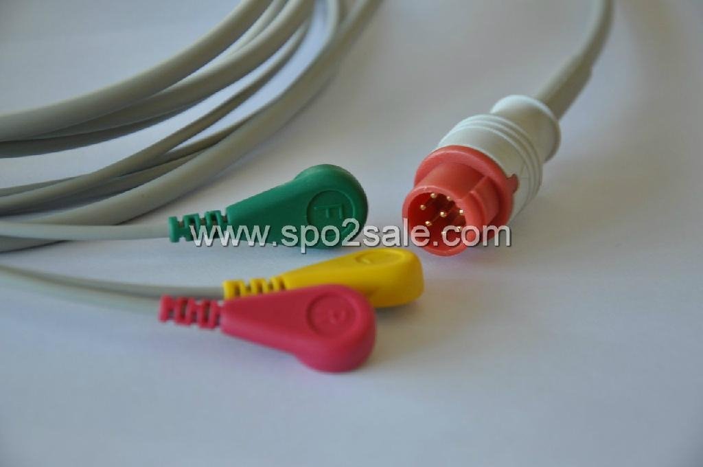Compatible with Bionet BM3 one piece Cable with 3-lead IEC Snap leadwires