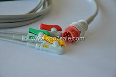 Compatible with Bionet BM3 one piece Cable with 3-lead IEC clip leadwires 