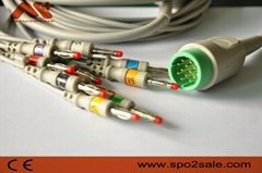 Lifepak Physio Control® Compatible EKG Cable Lifepak 11,Lifepak12,Lifepak 15,20