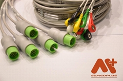 Spacelabs one piece cable with 3-lead AHA Snap leadwires 