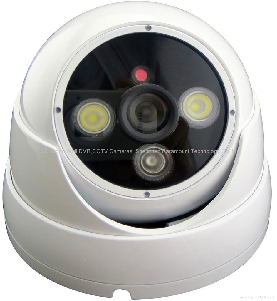 IR Dome Alarm Camera with strong LED light frighten intruder