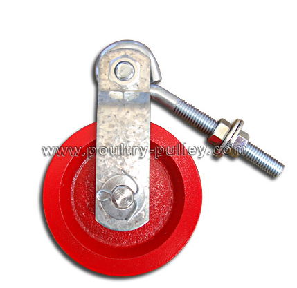 Double 3 1/2" cast iron Red pulley