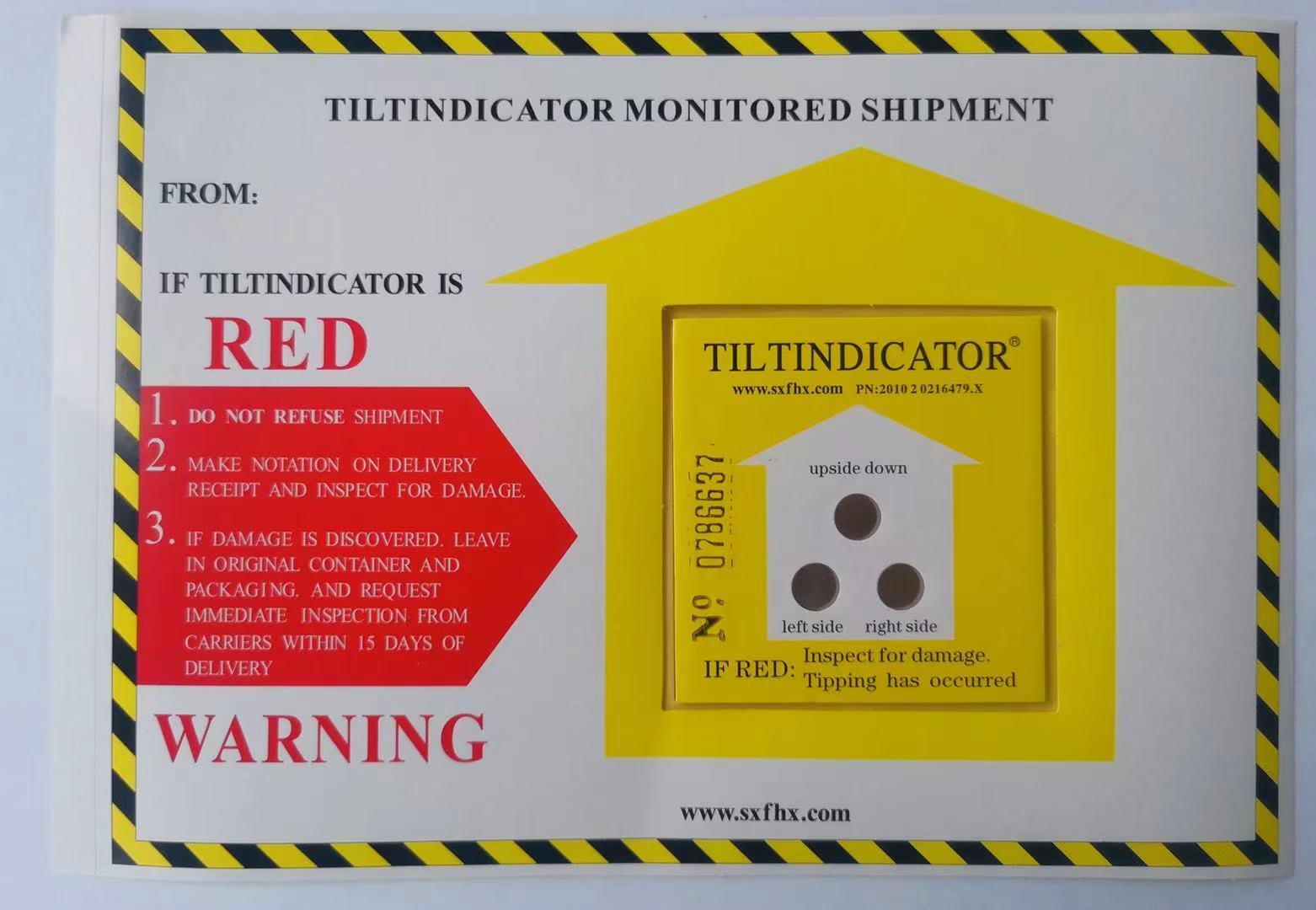 Tiltindicator tilt watch label looks for distributor