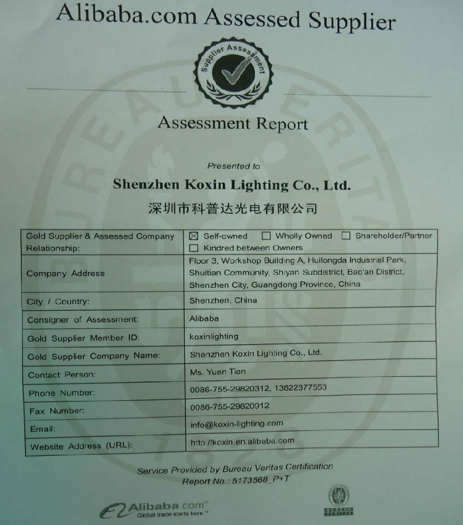 2012 Factory Assessment by BV