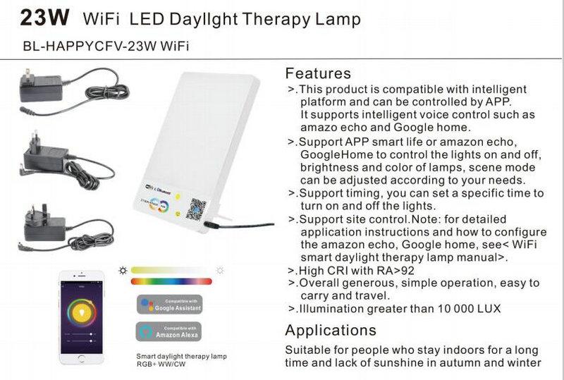 10000lux sunlight white daylight led sad light therapy lamp wifi rgb adjustable 3