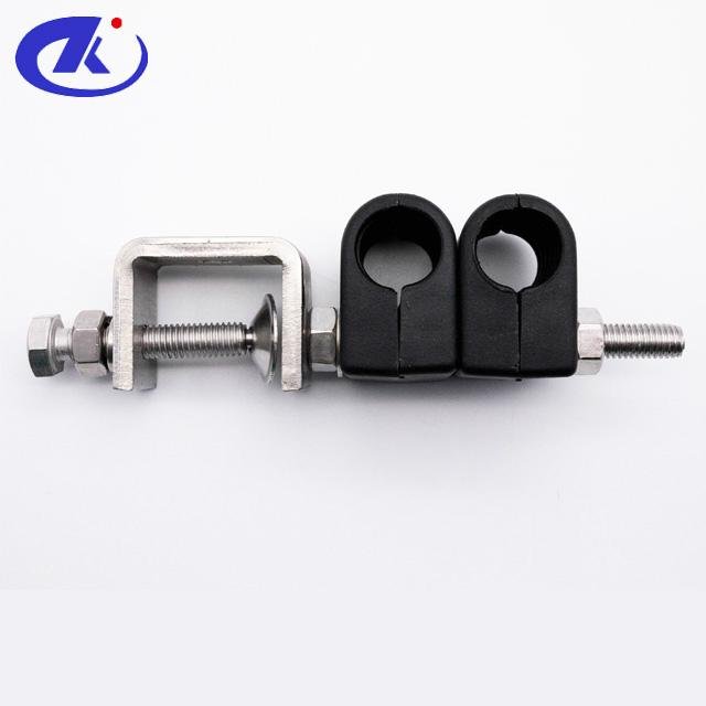 Double click-on Hanger for 1/2"twin Feeder coaxial clamp