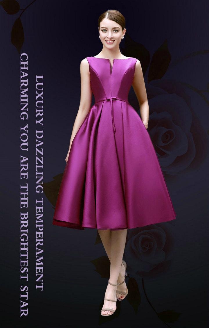 复古a型缎布宴会短礼服 新娘敬酒晚礼服 lf14005