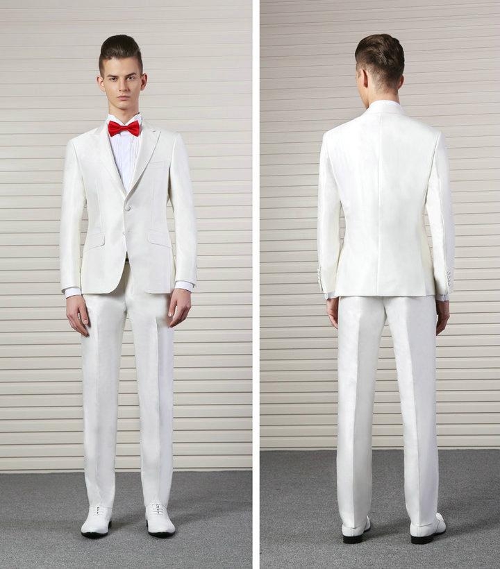 男士白色西服套装 新郎结婚礼服 伴郎西装礼服 s3021