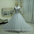 2016 New Full Sleeved Heavy Beaded Ball Gown Wedding Dress With Train G165 1