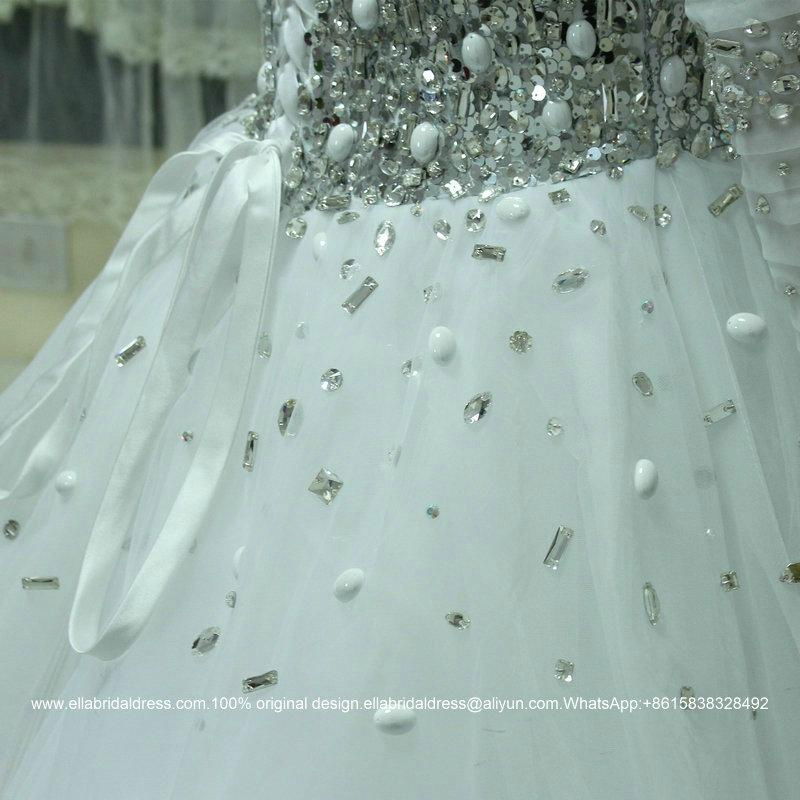 2016 New Full Sleeved Heavy Beaded Ball Gown Wedding Dress With Train G165 5