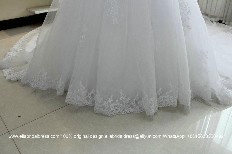 Luxurious Mermaid French Lace Wedding Dress With Long Train Custom Made G196 5