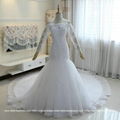 Luxurious Mermaid French Lace Wedding Dress With Long Train Custom Made G196