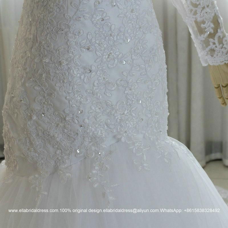 Luxurious Mermaid French Lace Wedding Dress With Long Train Custom Made G196 4