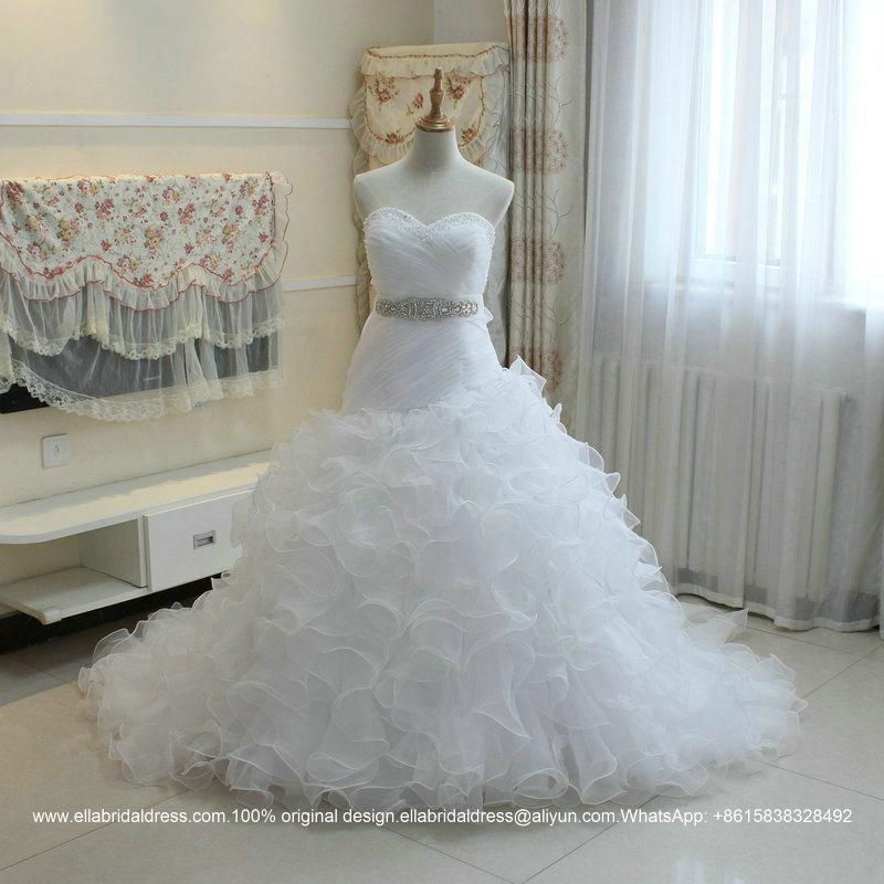 Luxurious Sweetheart Organza Satin Ruffled Ball Gown Wedding Dress G197 2
