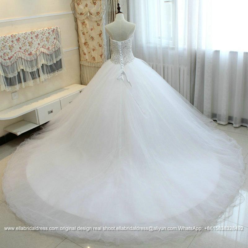 Heavy Beading Sexy Big Ball Gown Wedding Dress With Long