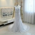 New Real Show A Line Lace Beach Wedding Dress Lace Up With Train G210