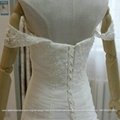 A Line Off Shoulder Soft Satin Lace Beach Wedding Dress With Train G216 5