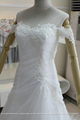 A Line Off Shoulder Soft Satin Lace Beach Wedding Dress With Train G216 4