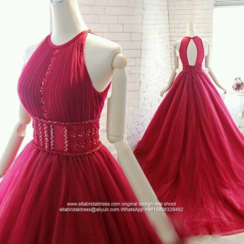 Wholesale New  Red A Line Beaded High Quality Wedding Gown G227