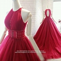 Wholesale New  Red A Line Beaded High Quality Wedding Gown G227