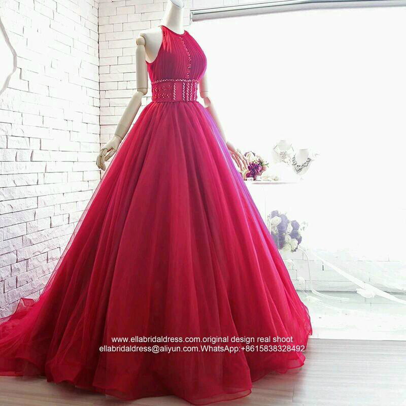 Wholesale New  Red A Line Beaded High Quality Wedding Gown G227 2