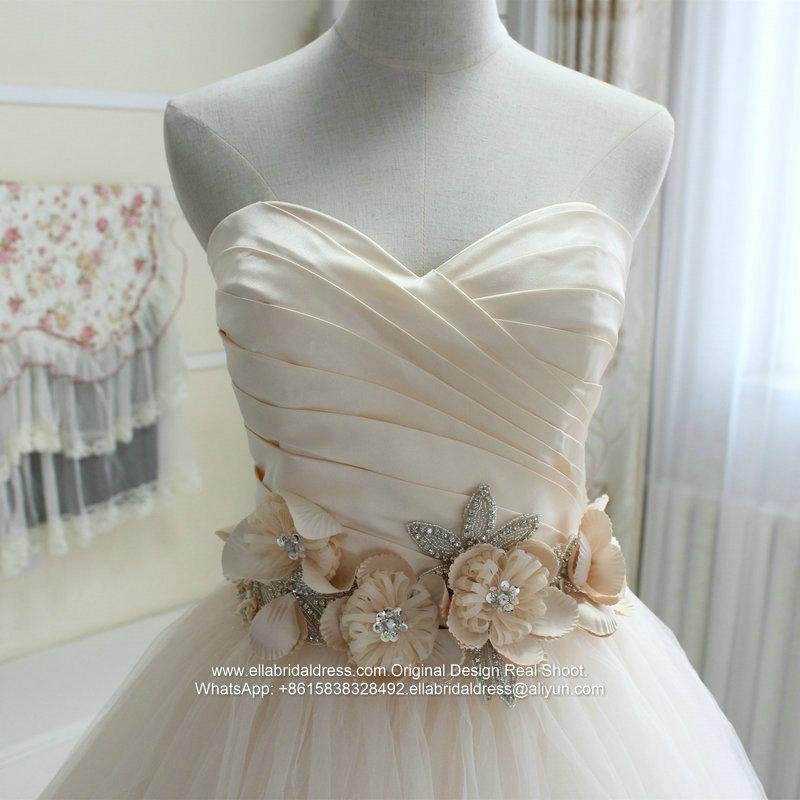 Champagne  Sweetheart Ball Gown Wedding Dresses With Train G258 2