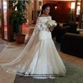 Off Shoulder Fulle Sleeved Mermaid Satin Lace Bridal Gown HS1705 1
