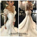 Sexy Full Sleeved Mermaid Bridal Dress With Train HS1706 