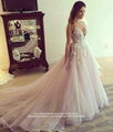 Top Quality V Neck A Line Lace Wedding Dress With Train HS1708 1