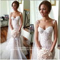 New Amazing Dust Pink Lace Mermaid Wedding Dress Sexy See Through HS1709 1